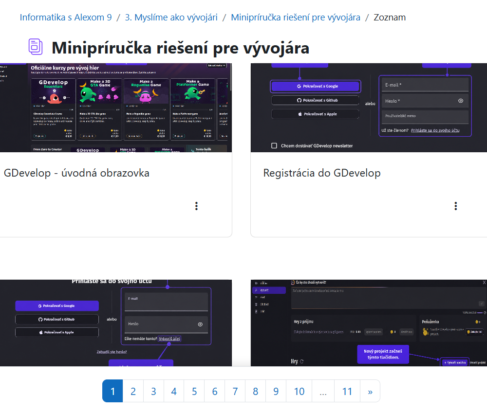 Ukážka vývoja hry v učebnici